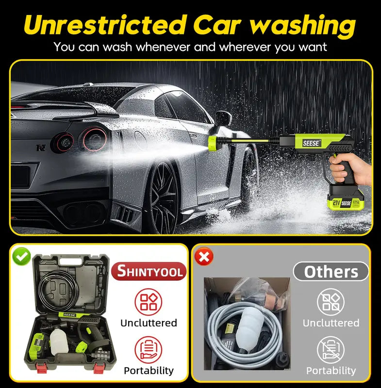 Cordless Pressure Washer with Charger Base, Portable Bottle Washer for Car & Home
