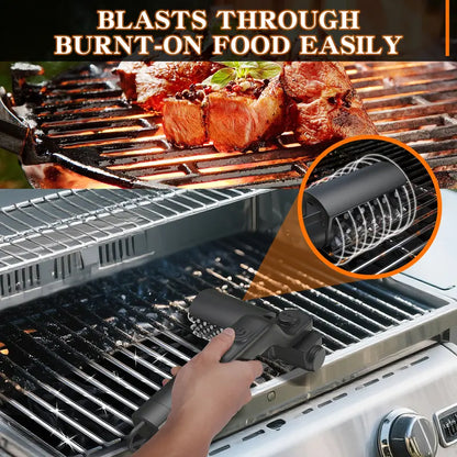 Electric BBQ Grill Brush, Cordless & Rechargeable, Adjustable Head with Replacement Brushes