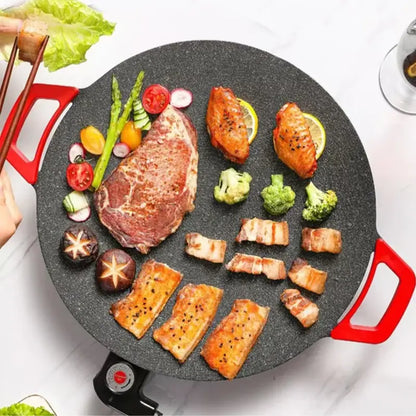 1500W Electric BBQ Grill Pan, Indoor Non-Stick Griddle with Adjustable Temperature